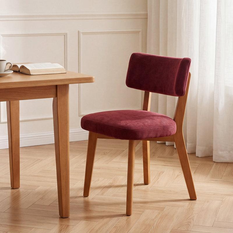 46 cm H Linen Side Chair in Red