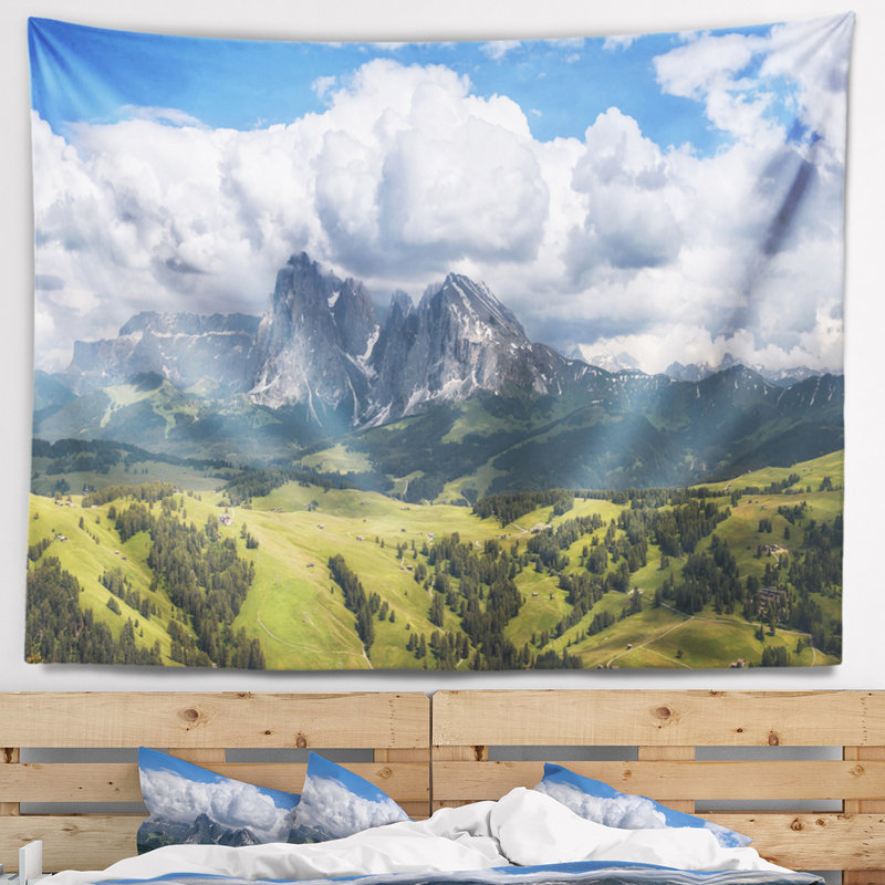 Tapisserie panorama avec accessoires suspendus en polyester sassolungo mountain inclus, H 32 po x l 39 po
