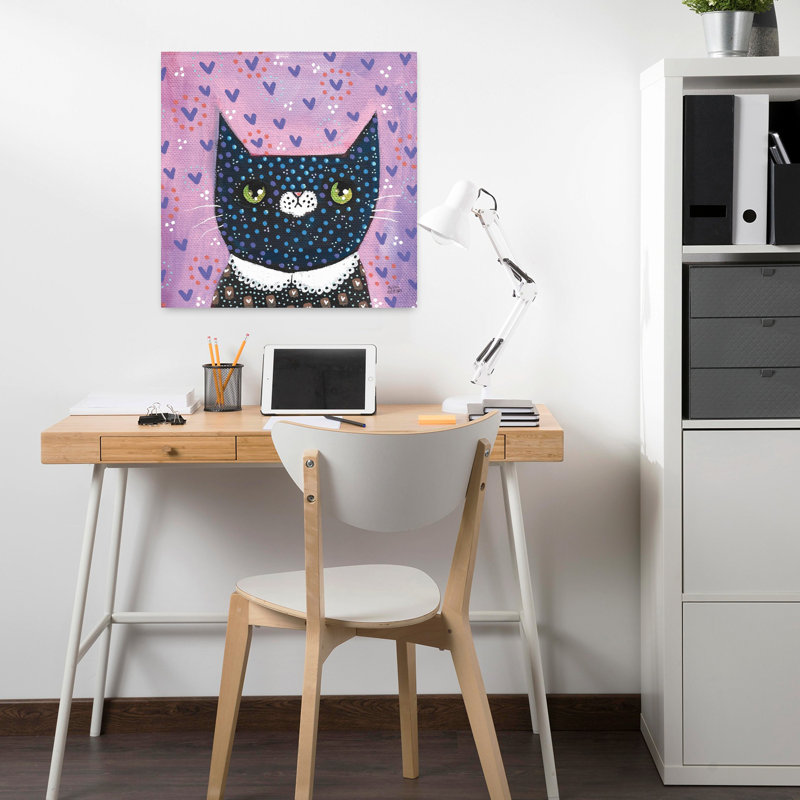Kooky Cat I, art contemporain pour chat, H 18 po x l 18 po