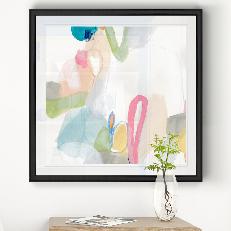 Candy Jacket III' Painting on Canvas, Black Framed, 17.5" H x 17.5" W x 1.5" D