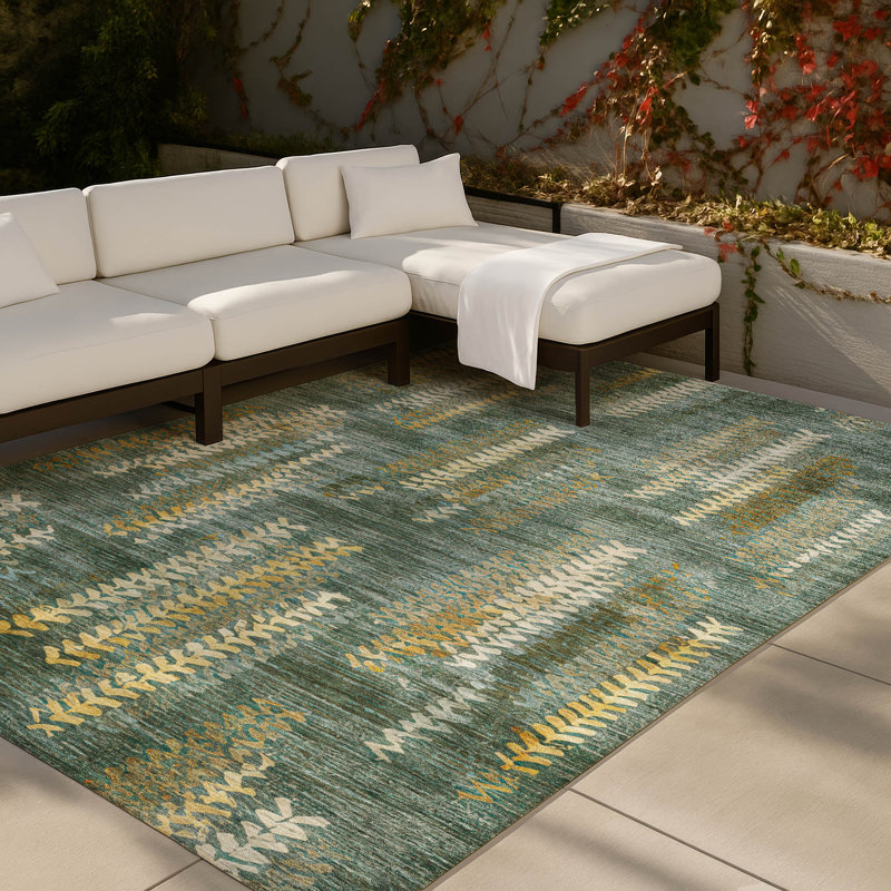 Machine Washable Indoor/Outdoor Chantille ACN2892 Striped Rug, 8' x 10', Aloe