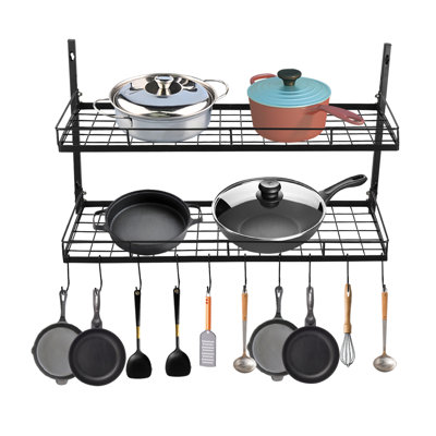 26 Inch Wall Mounted Hanging Pot Rack with 10 Hooks