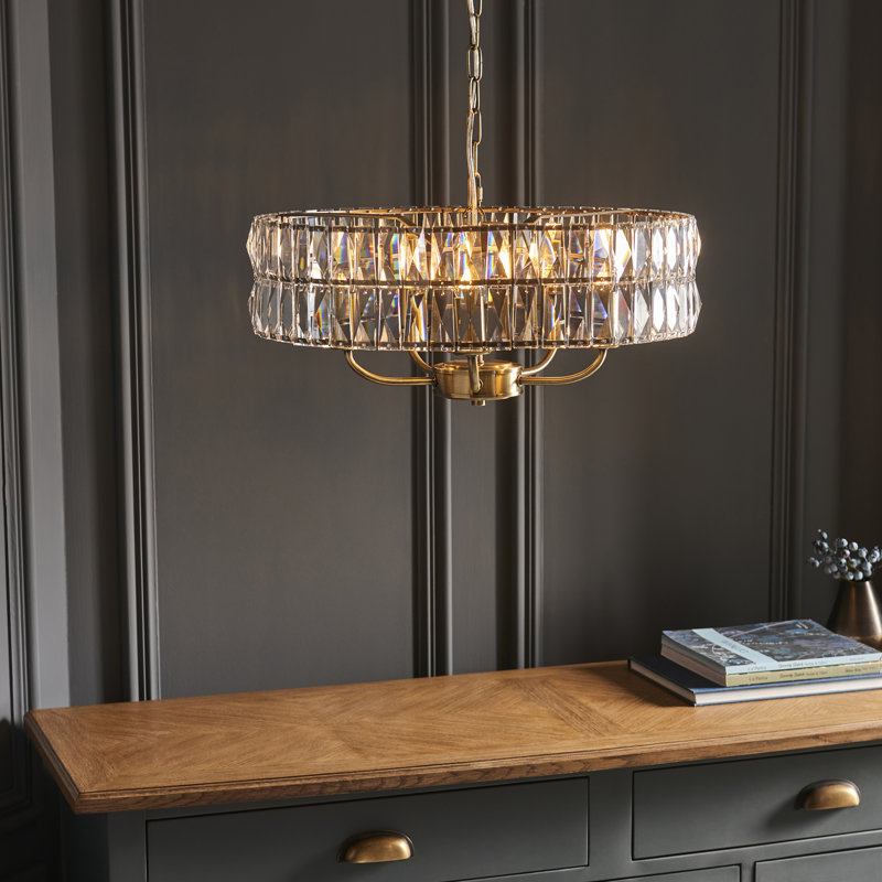 Yukon 5 - Light Drum Chandelier, Antique Brass