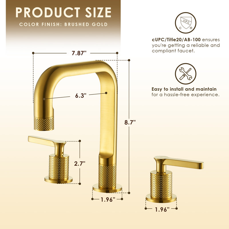 Wishful 8. in Widespread 2-Handle Bathroom Faucet, Brushed Gold