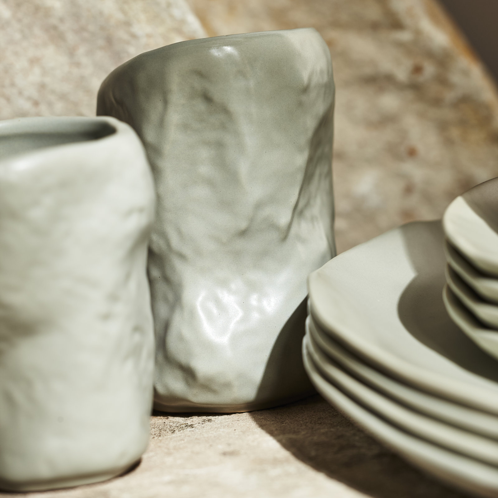 Atik Stoneware Dinnerware Set, Sage Gray