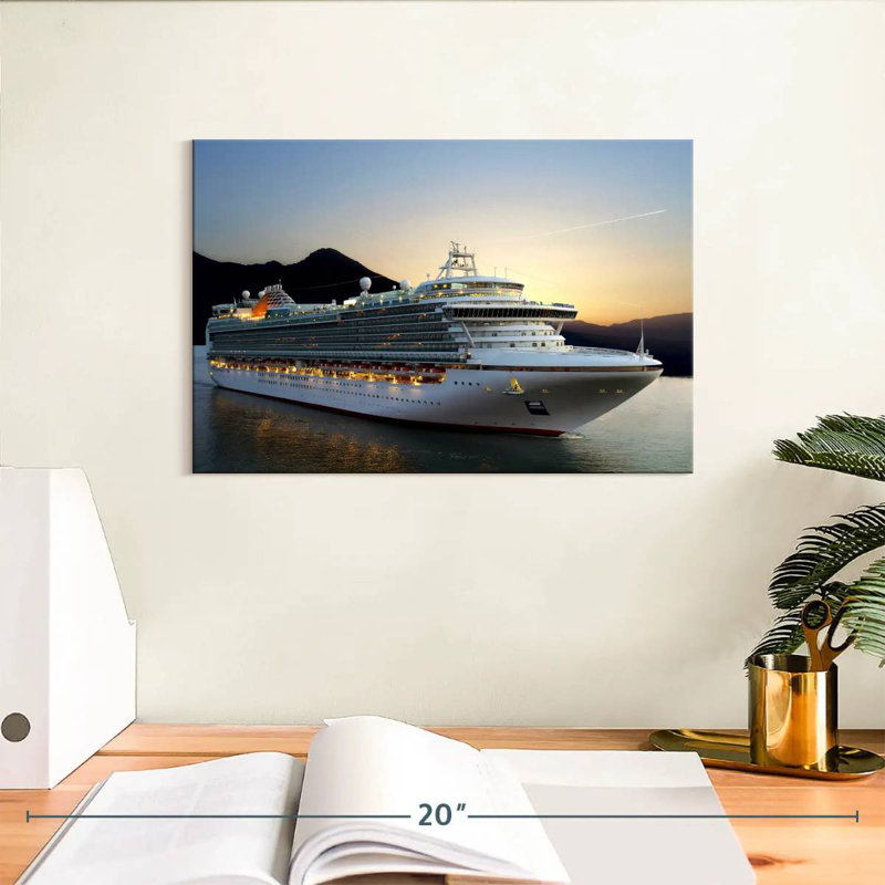 Bateau de croisière Mehar au crépuscule, H 8 po x l 12 po