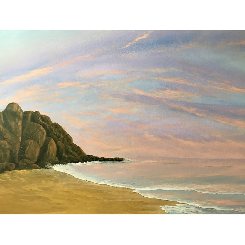 «Peaceful» par Alicia Lopez - Peinture, H 25,25 po x l 31,25 po, Papier avec cadre noir