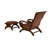 Teak Wood Handmade Upholstered Leather Room Accent Chair with Ottoman with Scrollwork and High Back-1763483766