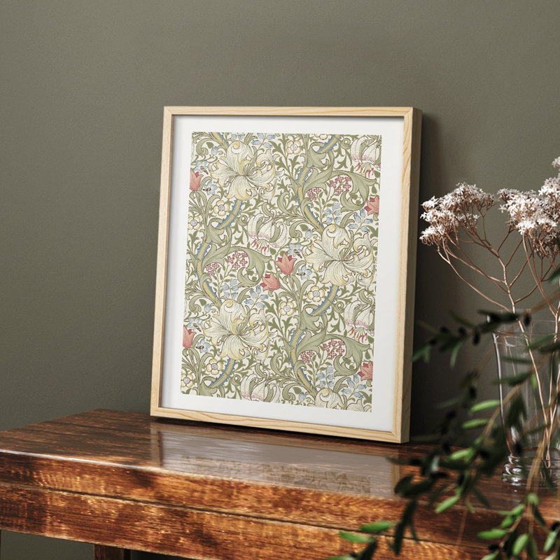 William Morris, reproduction encadrée CLxxix, H 14 po x l 11 po, Noir
