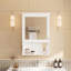 Wall Mounted, Medicine Cabinet, White, Solid Wood Frame, Adjustable Shelves, Dressing Area Use Storage With Mirror, Modern Style, Wood,