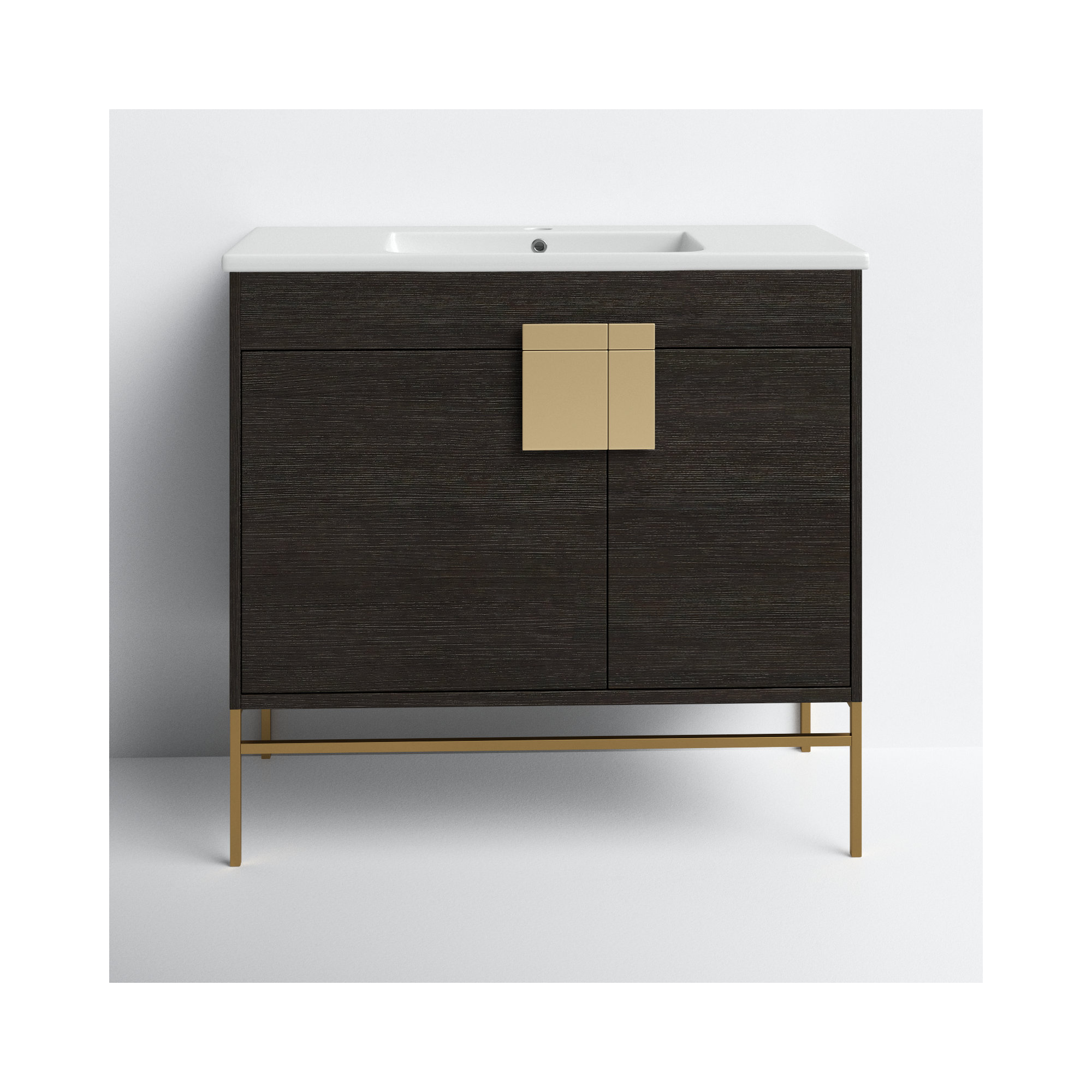Maisie 36'' Single Bathroom Vanity, Black, Satin Brass