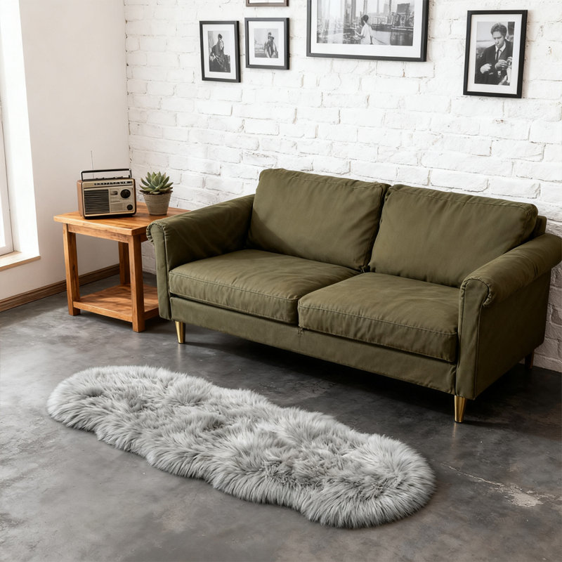 Luxurious Plush Gray Faux Sheepskin Rug, Novelty 2' x 4'