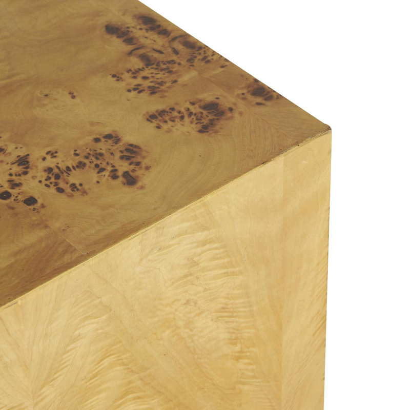 Cole And Grey Wood Square Cube Accent Table With Wood Grain Patterns