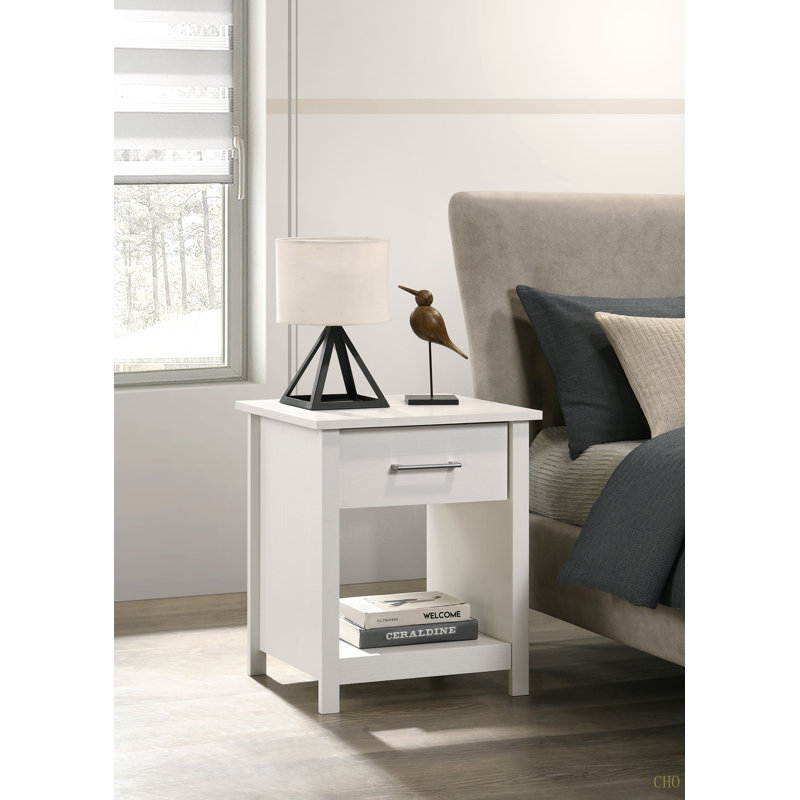 Celeste 20"W 1-Drawer Nightstand Bedside Table, White