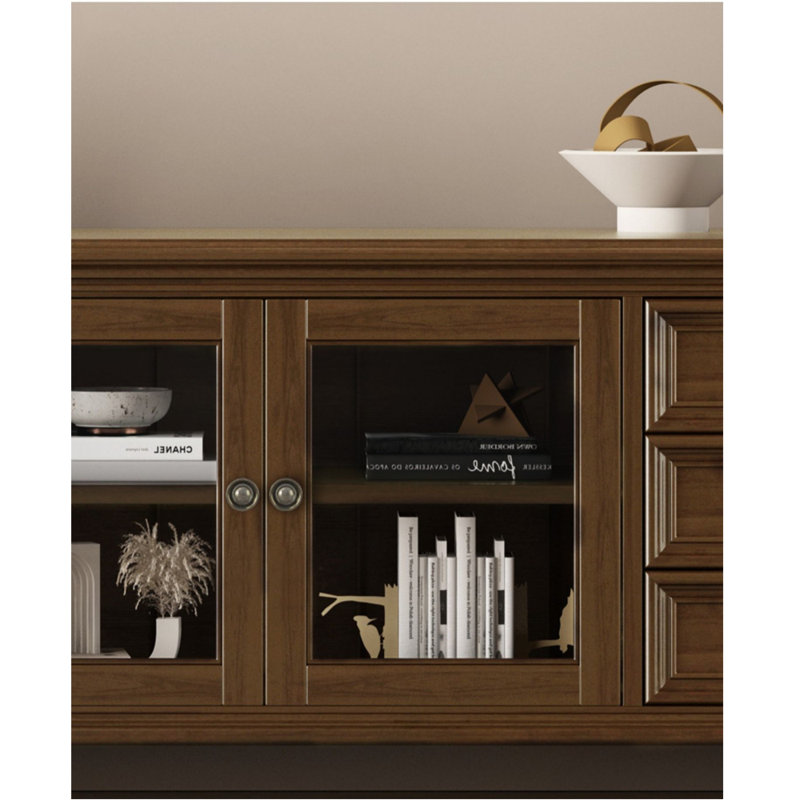Meuble télé de style américain, H 23,26 po x l 70,86 po x P 16,53 po, Brun