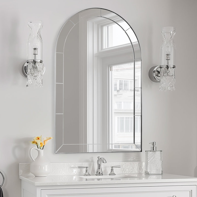 Miroir de salle de bain Minuette Cadre en acier inoxydable, Nickel brossé