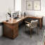 Bureau de direction en L en noyer massif avec tiroirs-903853610-903853613