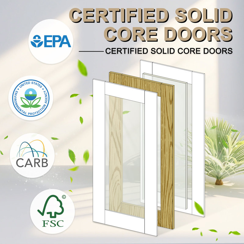 Interior 80/96H'' Primed Slab Door Frosted Door 3-Lite Solid Core Pantry  Standard Door French Style Doors, 28" x 80"