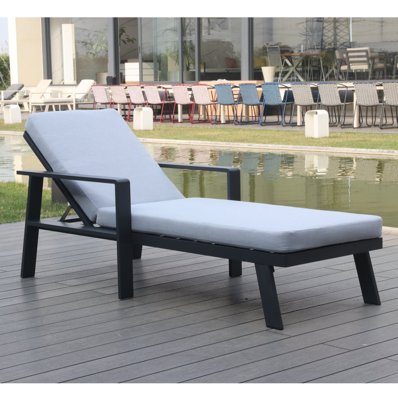 Higold -  6801 Nofi Patio Sunlounger - Patio Chaise Lounge, Made Of Aluminum With Powder Coating, Gray Cushion, Matte Charcoal