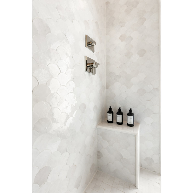 Ariel 12" x 15" Glass Mosaic Wall Tile, Off-White