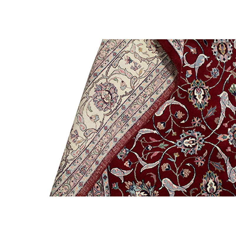 Tapis rouge et ivoire noué à la main de haute qualité