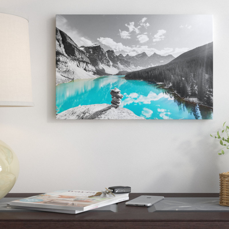 " Uplifting Reflection " by 5by5collective, 18" H x 26" W x 1.5" D, Black Framed Canvas, No Mat