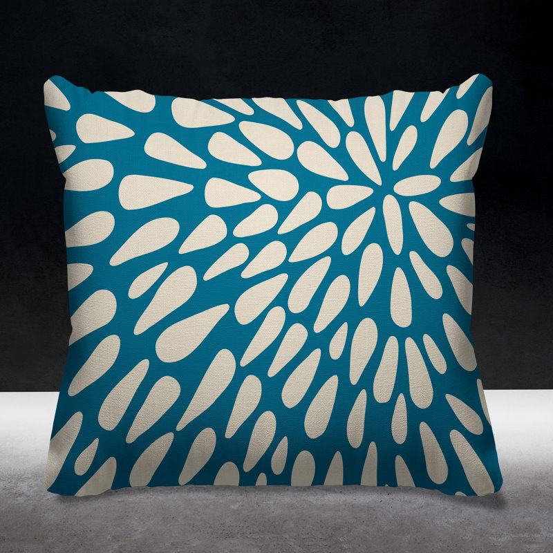 Eames Outdoor Reversible Throw Pillow, 17W" x 17H", Turquoise