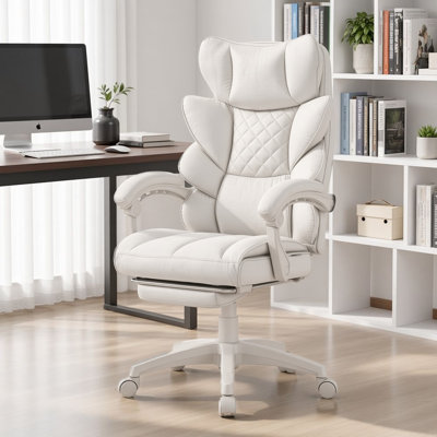 Big and Tall Office Chair with Linkage Armrests, PU Leather High Back Gaming Chair with Pocket Spring Cushion, Executive Desk Chair with Lumbar Support and Footrest