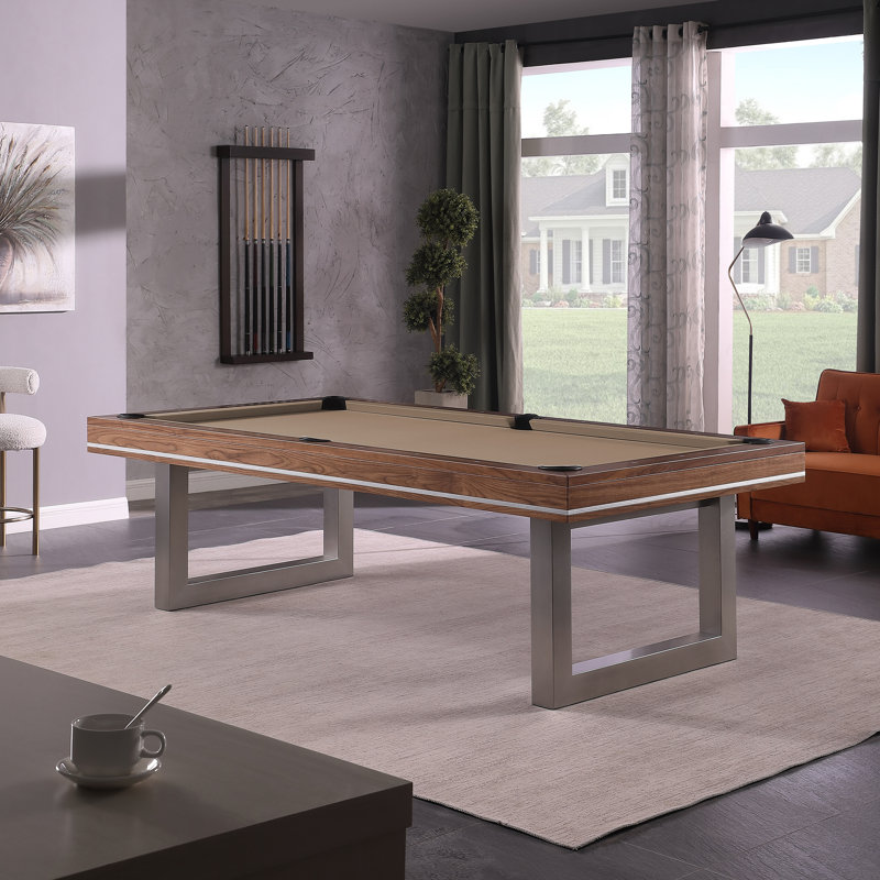 Table de billard en bois massif Harmony, 8 pi, Chameau, Noyer naturel