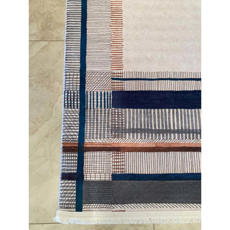 Tapis en coton avec envers antidérapant Lanney, Rectangle 3 pi 3 po x 6 pi 7 po