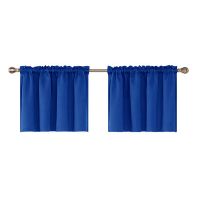 Solid Textured Embossed Rod Pocket Valance Blackout Curtains (Set of 2)