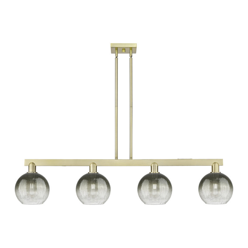 Éclairage pour îlot suspendu 4 lumières Brookhaven Globe, Noir mat, Ardoise