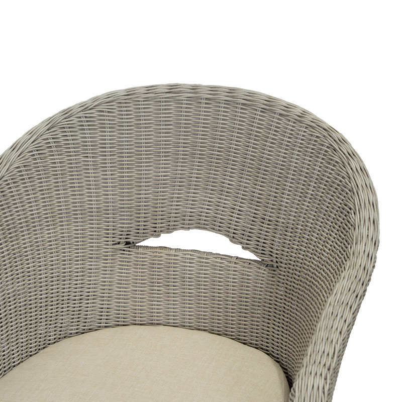 Mordy Outdoor 6-Person Acacia Wood Dining Set With Woven Rattan & Slatted Pedestal Bases, 6