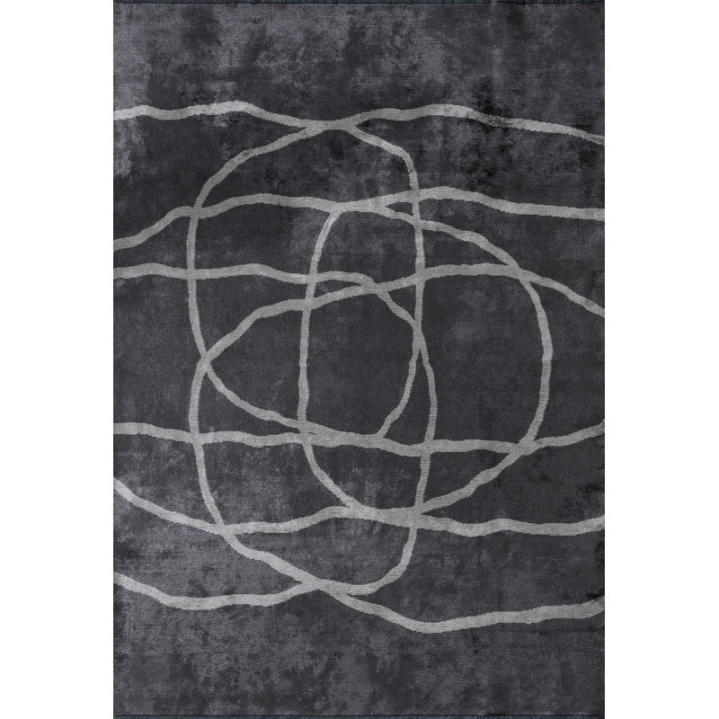 Rapture Gray/White Abstract Luxury Area Rug, Rectangle 7'10" x 11'2"