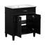 Meuble-lavabo de 30 pouces - noir, lavabo en céramique, look sophistiqué, tablettes réglables, portes à fermeture en douceur noires avec style tendance,-579547599