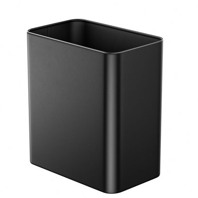 Poubelle de 2,4 gallons à couvercle ouvert mince noir mat moderne pour salle de bain