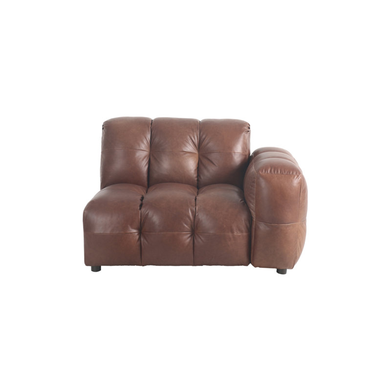 Modular Sofa 52'' Leather Sofa, Chocolate