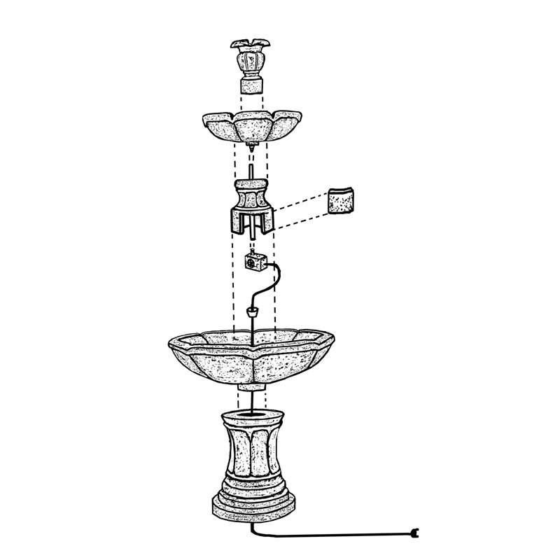 Cast Stone Positano Tiered Fountain, Charcoal