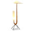 Blanc + brun noisette + tissu noir + bois massif + lampes sur pied sans fer