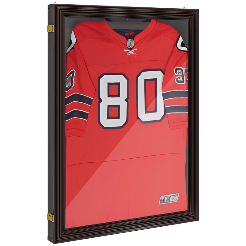 Cherry Brown Lockable Wall Mounted Jersey Display Case