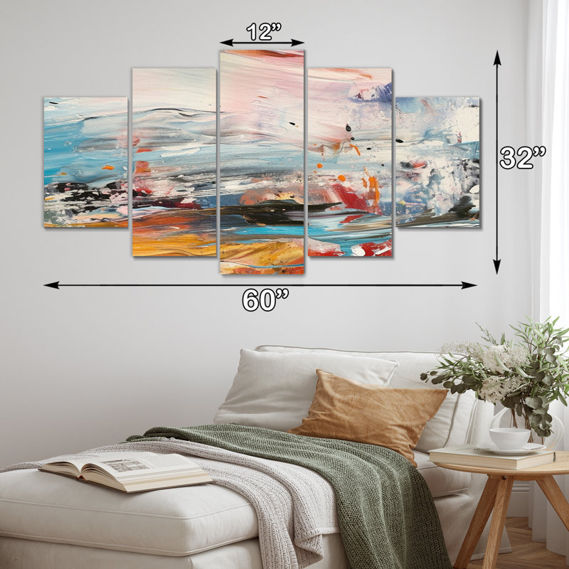Beautiful Life Summer Joy Abstract Expression I - Abstract Wall Art Living Room - 5 Panels