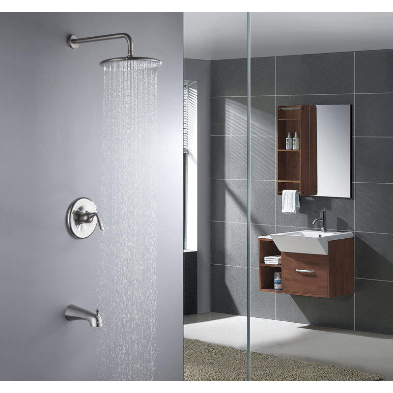 Meno Tub & Shower Faucet with Rough in-Valve, Brushed Nickel