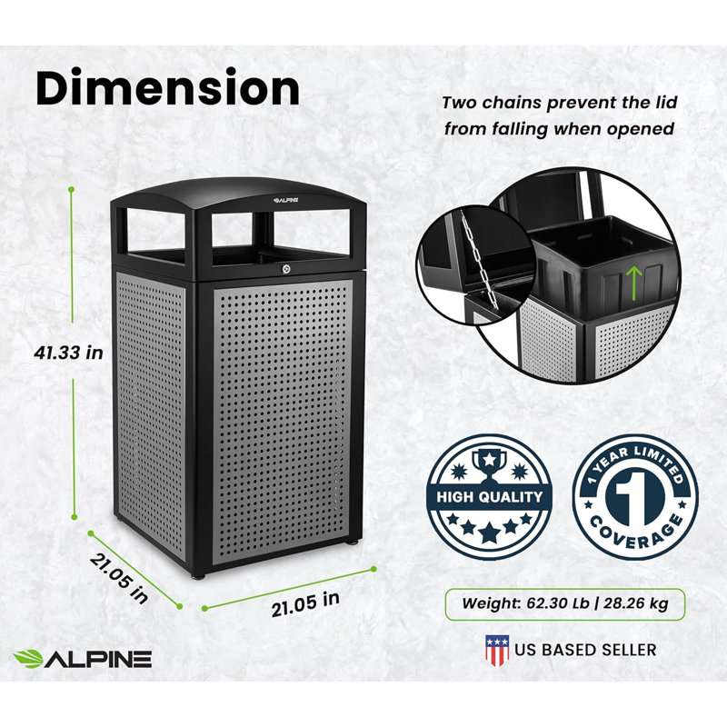80 gallons Combo de poubelles et bacs de recyclage en acier galvanisé pour l'extérieur