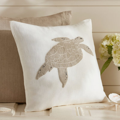 Sea Turtle Embroidered Porch Pillow