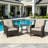 2-Person Outdoor Patio Conversation Rattan Seating Group With 1 Coffee Table,2 Armchairs and Beige Cushions-2036361022