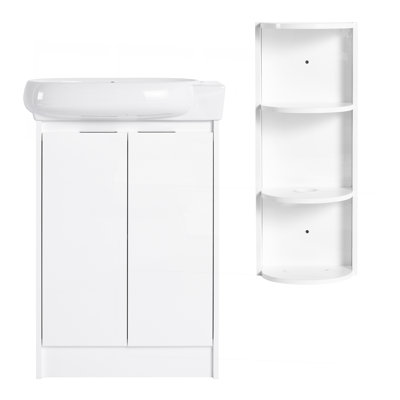 Meuble-lavabo autoportant de 23 po avec lavabo et support de rangement, portes à fermeture douce