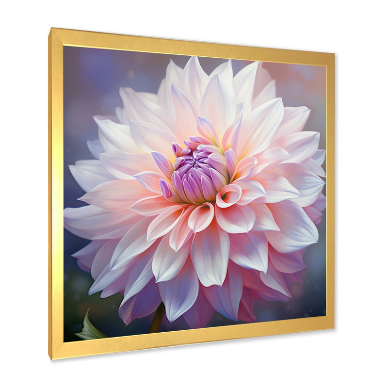 Dahlia rose, impression romantique V - imprimé, Cadre doré à une seule photo, H 30 po x l 30 po x P 1 po