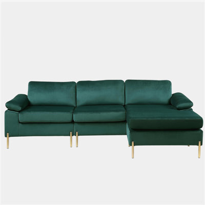Shannon Velvet Sectional Sofa with Chaise