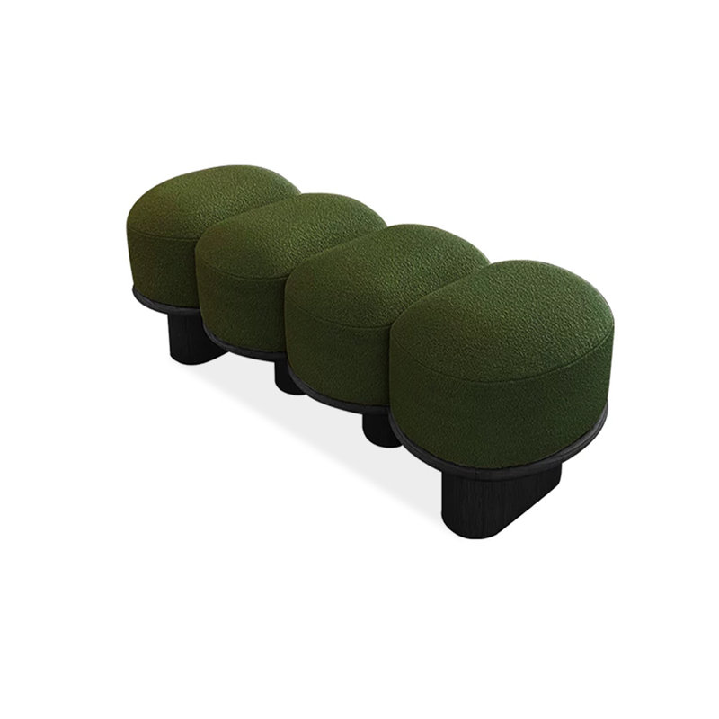 Banc rembourré en bois massif noir, Vert