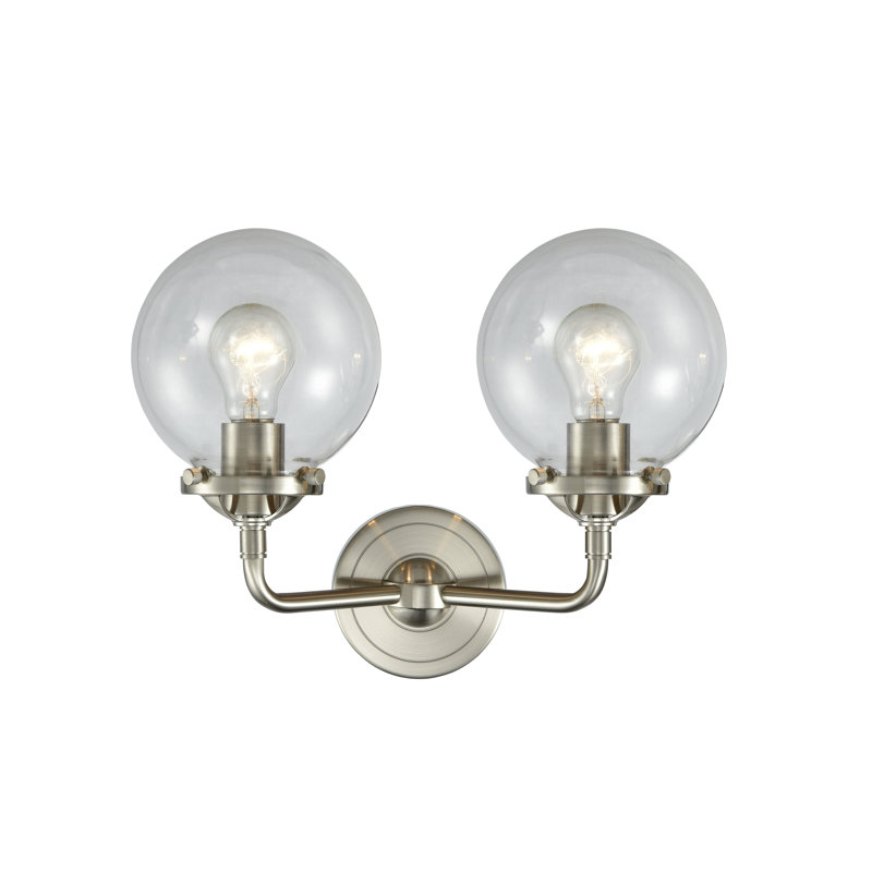 Éclairage pour salle de bain 2 lumières Zarmayr, Transparent, Nickel satiné brossé